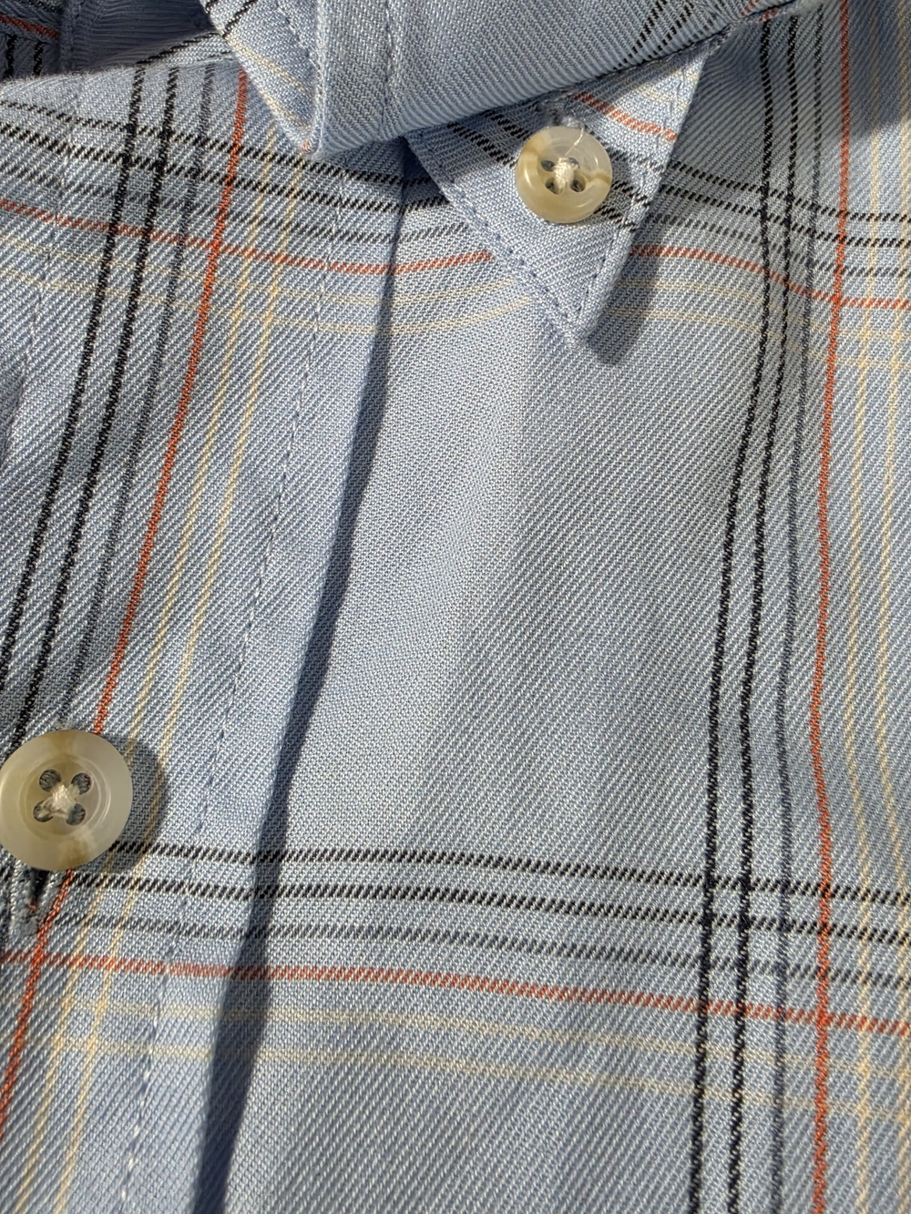 Lucchese Classics Men's Large 100% Cotton Plaid Western Dress Shirt Light Blue - Picture 5 of 10
